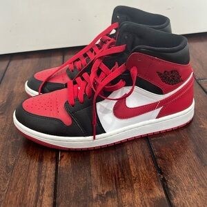 Red and white jordan 1 mid